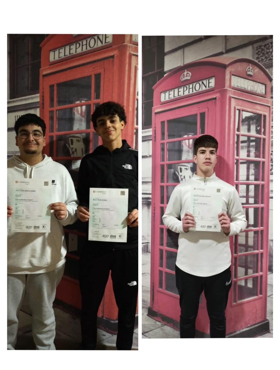 Alumnos de Ateneo mostrando sus certificados Cambridge